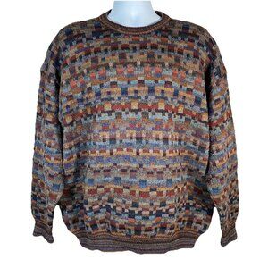 Millma Bolivia 100% Alpaca Sweater Men's L Hand Loomed Artisan Knit Andean Folk